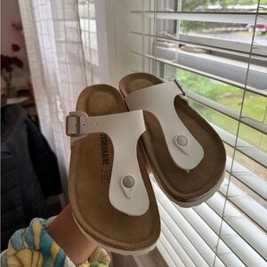 White and Tan Sandals